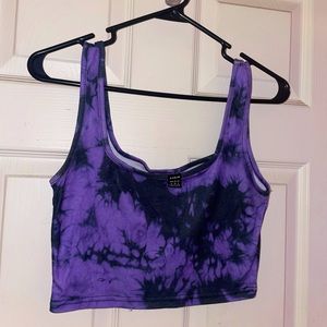 Purple and Black Tie Dye Tank (M)